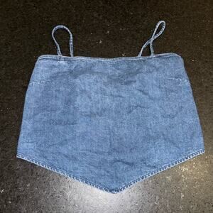 UEC AMERICAN EAGLE DENIM BLUE JEAN CROP TANK TOP SZ L